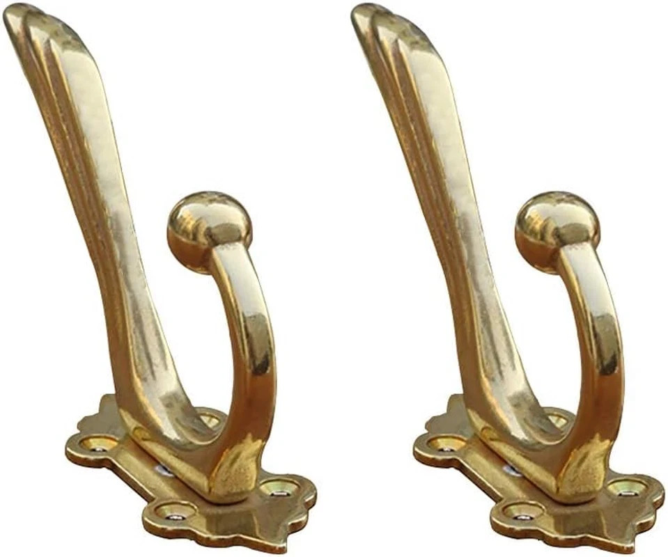 2Pcs Antique Solid Brass Clothes Hooks, Entryway Coat Hooks, Scarf and Jacket Ha