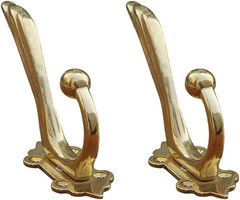 2Pcs Antique Solid Brass Clothes Hooks, Entryway Coat Hooks, Scarf and Jacket Ha