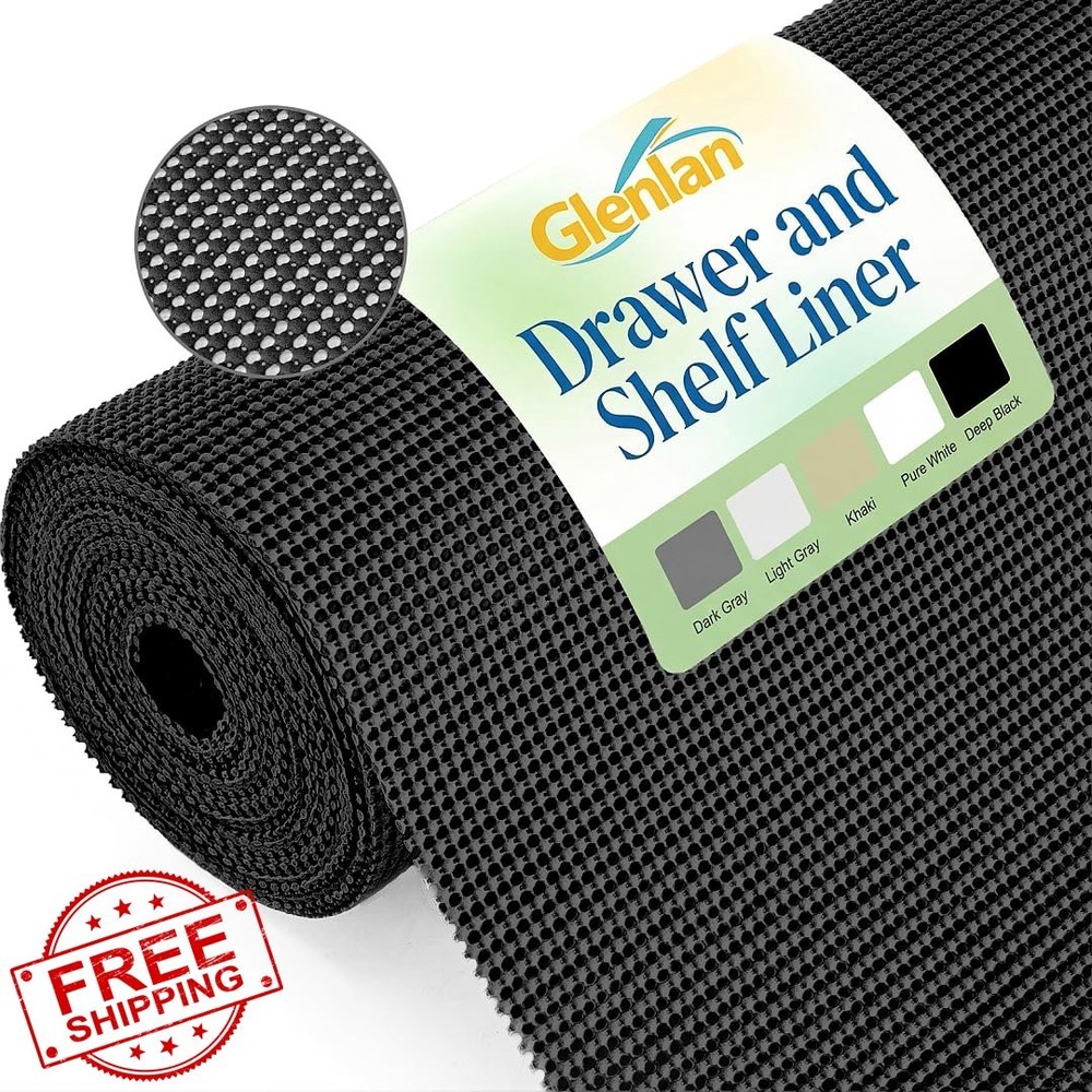 GlenLan Black 20″ x 10′ Drawer Liner