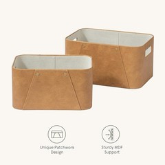 Vegan Leather Basket Bins Stylish Storage Organizers Home Clutter Control New