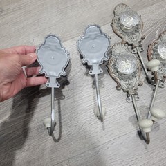 Boho Chabby Chic Home Decor Wall Hooks Set of 5 Metal Glass 8″