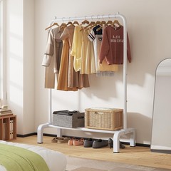 Standard Clothes Garment Rack Storage Shelves Coat Jacket Organizer White