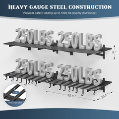 Heavy Duty 4-Pack Wall Mounted Garage Shelves, 1000LB Capacity, 2×3 Ft