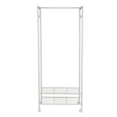 Wheeled Clothes Rack Garment Coat Jacket Shelf Stand Rack w/ 8 Hooks Easy Moving