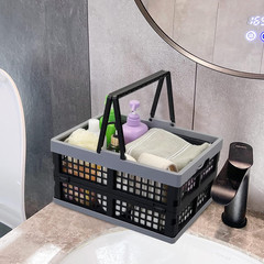 2-Pack Collapsible Plastic Shopping Baskets with Handle – Portable & Stackable