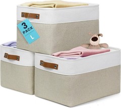 Large Fabric Storage Baskets for Shelves 3 Pack, 15x11in Closet Storage Bins …
