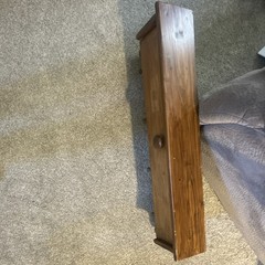 Wood Wall Mounted Coat & Hat Rack with Shelf, 3 Knob Hooks, Rustic Brown, 33x6in