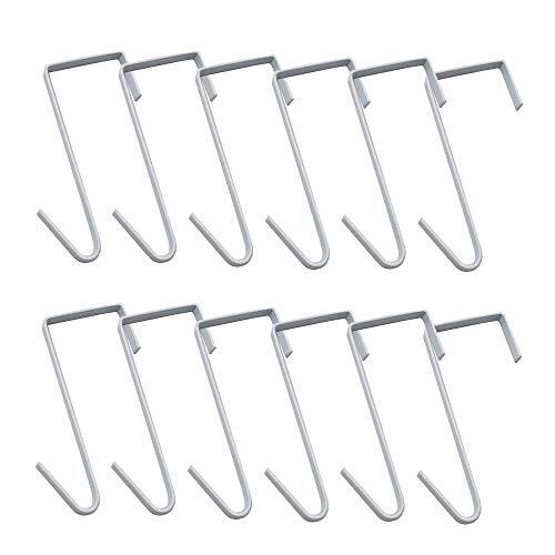 12 Pack White Smart Over The Door Hook,2 Side Metal Z Hooks,S Hooks for 12 PCS