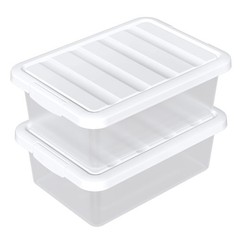 2 PCS 14 Quart Clear Plastic Stackable Storage Box Latching Bin White Lid
