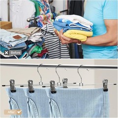 Pants Hangers with Clips Heavy Duty 10 Pack Adjustable Metal Pants Hanger Skirt
