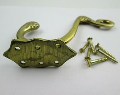 Contemporary Polished Brass Hat Hanger and Coat Hook Wall Mount with Screws