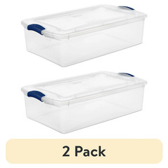 (2 pack) Sterilite 32 Quart Medium Latching Storage Bin, Clear Plastic Storage