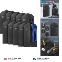 10 Pack 43-inch Garment Bags for Travel, Garment Bags for Hanging Clothes wit…