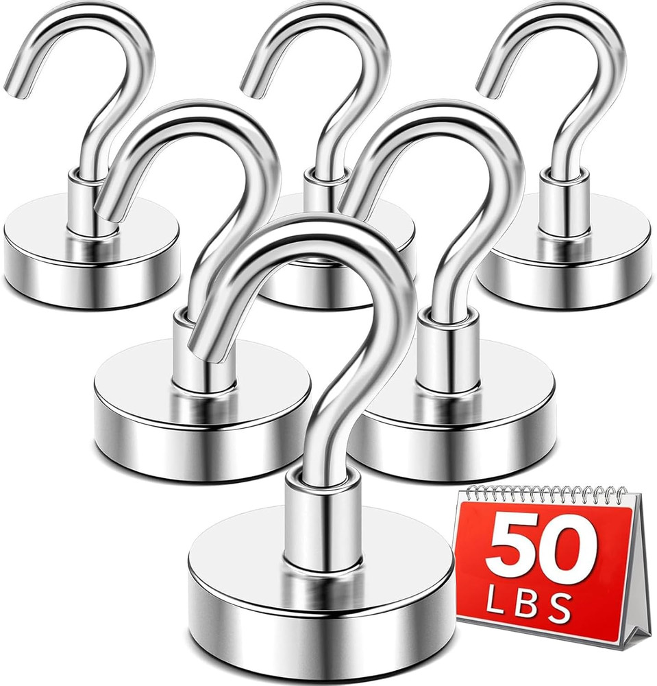 Magnetic Hooks 50lbs Heavy Duty N52 Rare Earth Magnets with Hook 2026 Cr