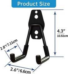 Industrial Black U Hooks – 40 lbs Capacity Garage Tool Organizers (2-Pack)