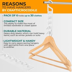 Space Saving Hangers for Clothes – 6 in Pack, Heavy Duty Plastic, Multi Close…