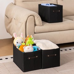 Large Collapsible Storage Baskets 14.9×9.5 Inch Fabric Closet Black 6 PCS