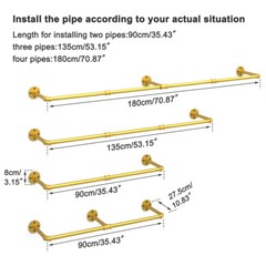 Industrial Pipe Clothes Rack Wall Mounted Hanging Bar Garment Rail Detachable