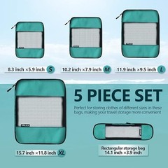 Compression Packing Cubes Set – 5 Lightweight Luggage Organizers bags for Travel