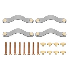 4 Pcs Leather Drawer Pulls 5 Inch Hole Center Dresser Door Handle Gray