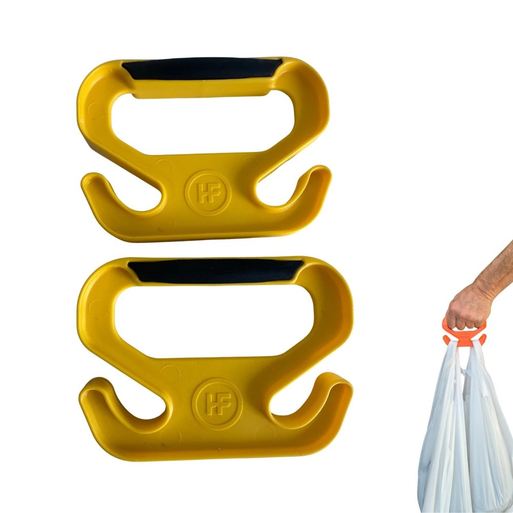 2 Pack Yellow Bag Carriers Ergonomic Grip Grocery Handle Holders