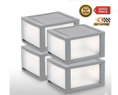 14 Quart Plastic Drawers 4 Pack Medium Stackable Modular Under Bed Storage