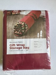 ZOBER Christmas Wrapping Paper Storage Bag Holds 40″ Rolls Holiday Organizer NEW