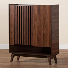 Paricia 37.2 In. W X 45.7 In. H Walnut Brown Shoe Storage Cabinet
