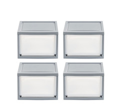 14 Quart Plastic Drawers 4 Pack Medium Stackable Modular Under Bed Storage