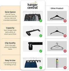 30 Pack Pants Hangers – 10 Inch Slim Plastic Clothes Hangers with Clips for Skir