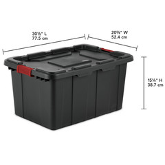 Sterilite Large Industrial Storage Bin, 27 Gal Black, 4 Pack