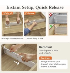 Lifewit Drawer Dividers Clothes 3.2in High Expandable 10.5-16.5in 4 Pack