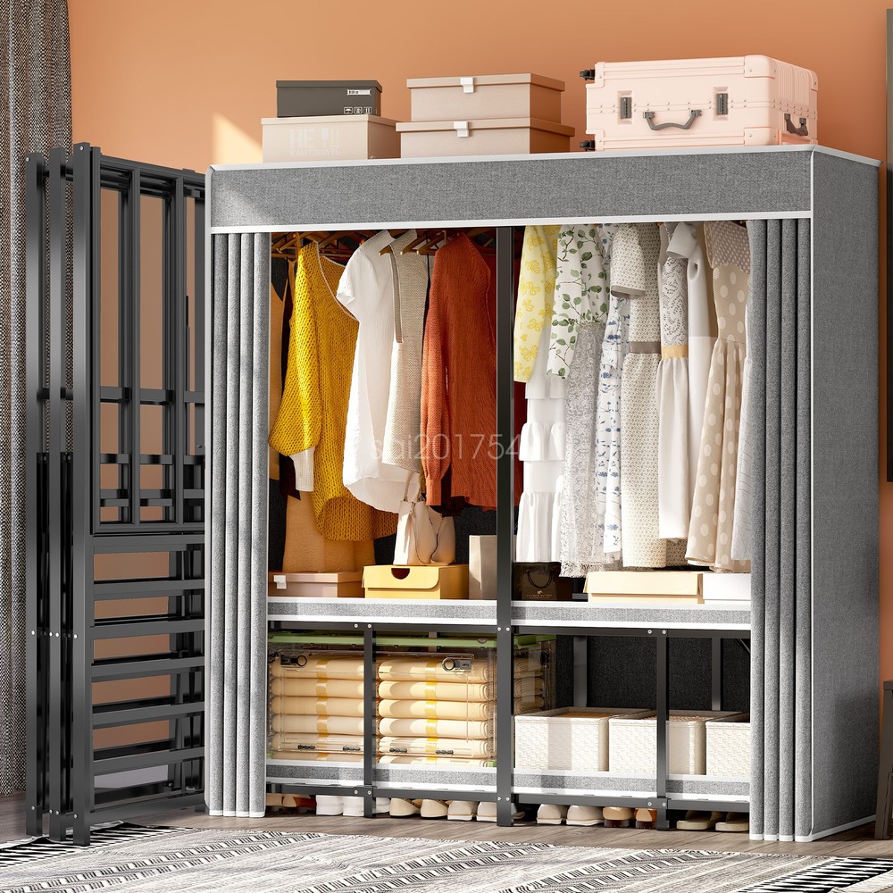 59″ x 20.5″ x 67.7″ Portable Wardrobe with Fabric Cover Foldable Wardrobe NEW