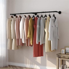 Industrial Pipe Clothes Rack Wall Mounted Hanging Bar Garment Rail Detachable