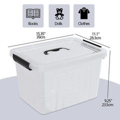 Knifefish 4-Packs Clear Plastic Storage Containers Boxes Bins, 18 L Medium