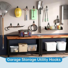 Industrial Black U Hooks – 40 lbs Capacity Garage Tool Organizers (2-Pack)
