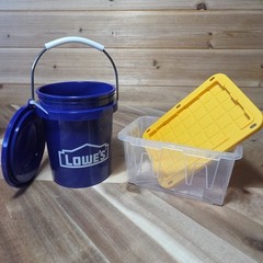 Lowe’s Teeny Tote Mini Storage Container & Lowes Tiny Bucket w/Lid NEW HTF