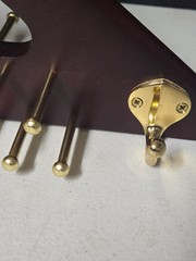 Cherry Wood & Brass Peg Tie & Belt Jewelry Organizer Hanger