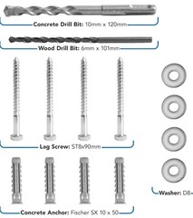 Lag Bolt Kit for Mounting A TV Into Wood Or Concrete – Includes Heavy Duty Bo…