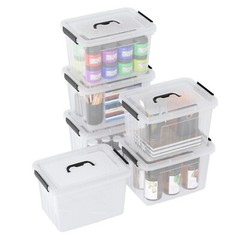 6-Pack 12 Litre Plastic Latching Storage Box w/ Clear Lid & Handle Containers