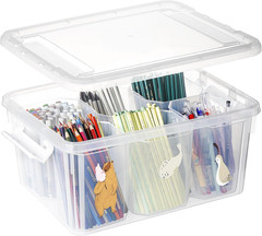 17QT Clear Plastic Storage Bin with Lid – Stackable Organizer for Crafts & Toys