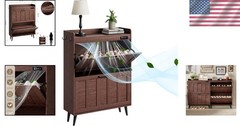 Shoe Storage Cabinet with Flip Drawers Deodorizer Space Saver Entryway Organize