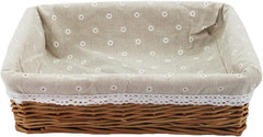 Natural Wicker Rectangular Storage Basket for Arts and Crafts Organization
