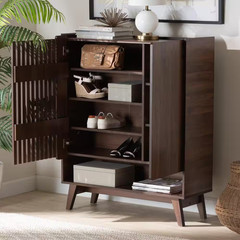 Paricia 37.2 In. W X 45.7 In. H Walnut Brown Shoe Storage Cabinet