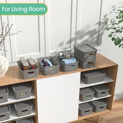 Plastic Storage Baskets with Lid-Plastic Storage Containers Stackable Storage…