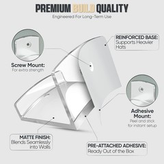 Versatile 6-Pack Hat Organizers – Adhesive Clear Hooks for Contemporary Decor
