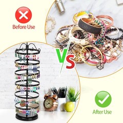 DEAYOU 264 Hooks Metal Rotating Keychain Holder Display Stand,6 Tier Jewelry