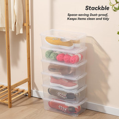 8 Pack Stackable Clear Plastic Storage Bins with Lids for Shoes and More