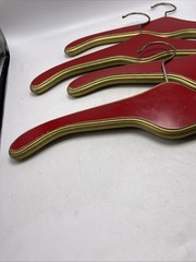 Clothes Hanger Hollywood Regency Red Gold Wood Heavy Set 4 Vintage Closet MCM