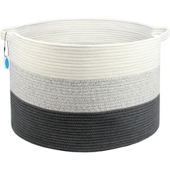 Grey Cotton Rope Storage Basket Laundry Blanket 21.69×21.69×13.78 Inch